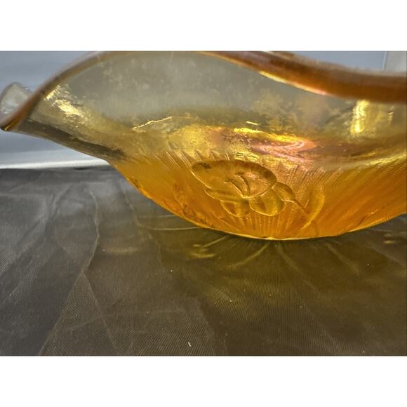 Vintage Orange Ruffled Large Carnival Glass Bowl Over 11" Diameter - Picture 8 of 8